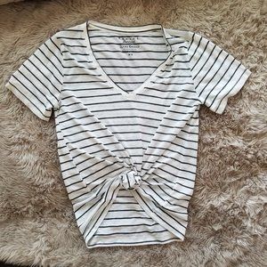 Lucky Brand Stripe Venice Burnout V Neck M